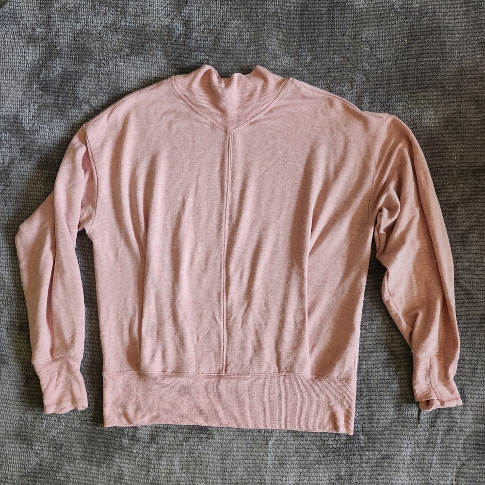 Athleta Womens Faux Turtleneck Sweater, Long Sleeve, Sz XS, Soft Pink, Athletic